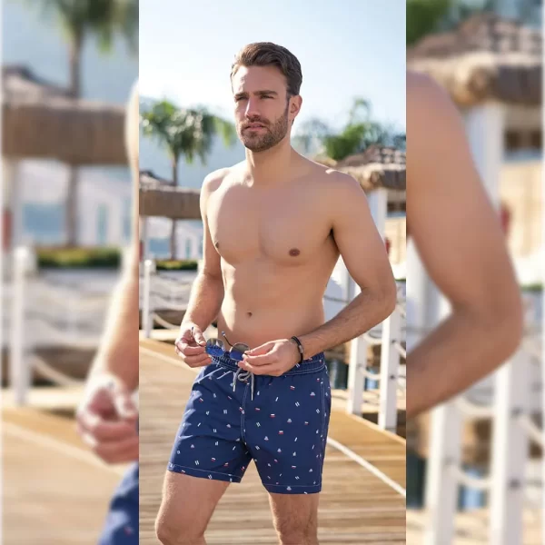 شورت سباحة مع جيوب جانبية - Sophisticated Versatile Men's Swimshorts