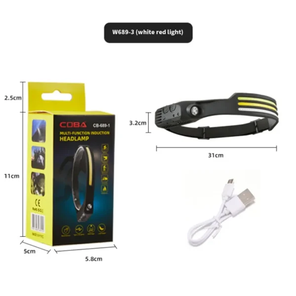 LED Rechargeable Waterproof Headlamp for Outdoor Use