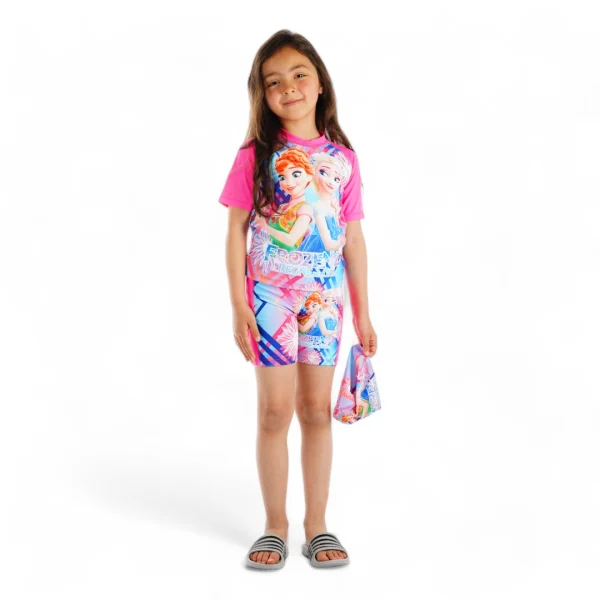 Two-Piece Girls Swimsuit Set With Elsa & Frozen Design