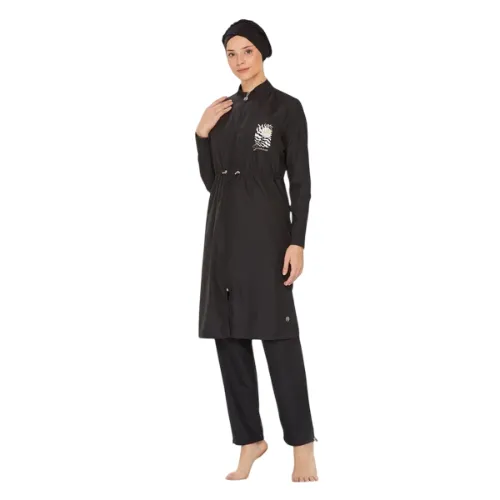 Modest swimwear with hijab and practical water-repellent fabric